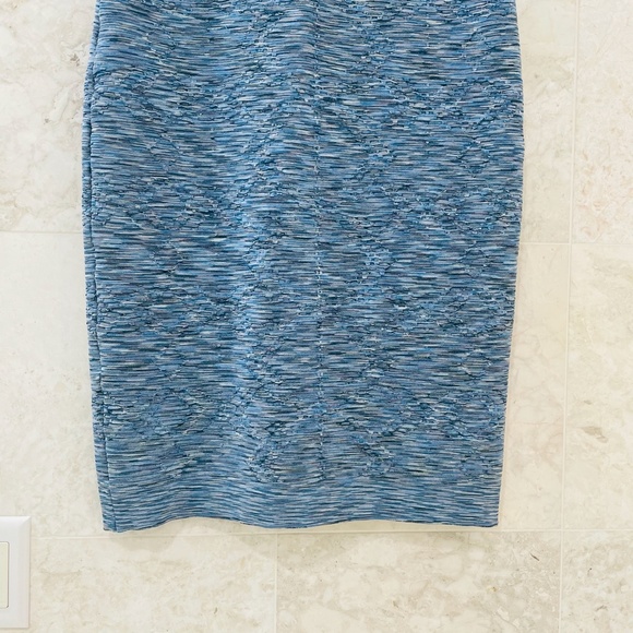 KAREN MILLEN {4} Dress Light Blue Metallic Knit Bodycon - Picture 13 of 15